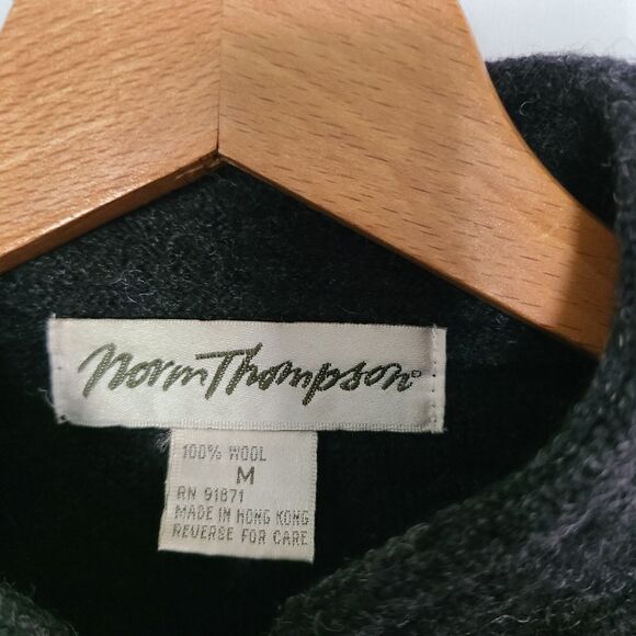 Norm Thompson Vintage Gray 100% Wool‎ Sweater Jacket Sz Medium - Picture 2 of 3